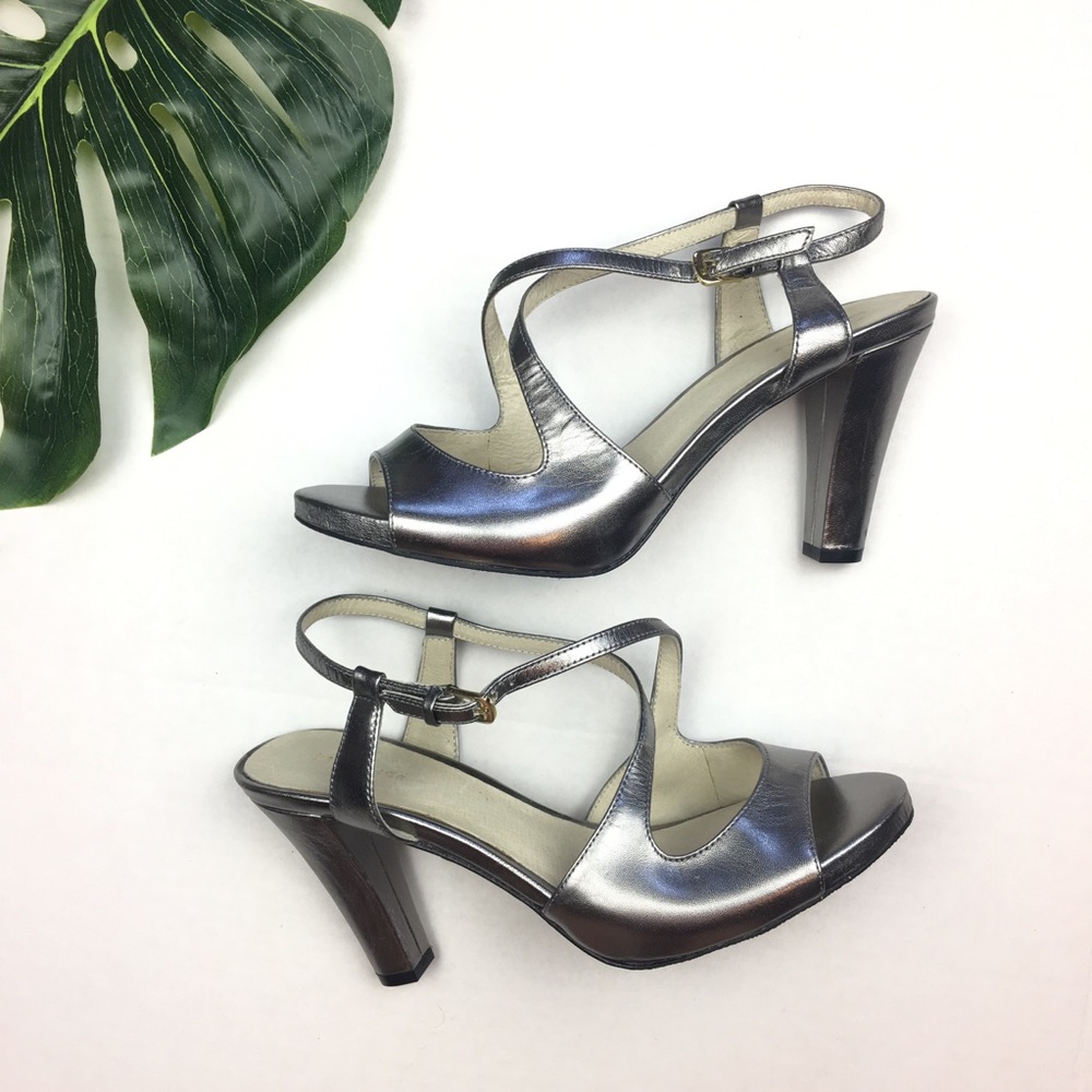 Kate Spade Silver Pewter Heels 7.5